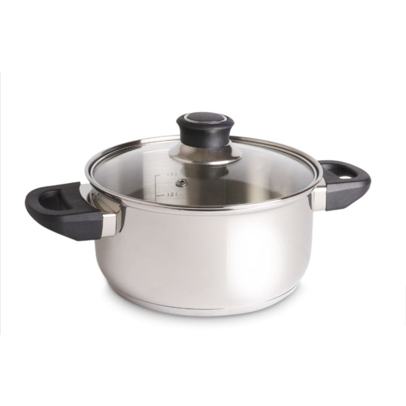 Conzept - Edelstahl-Kochtopf mit Glasdeckel, 2,4 l