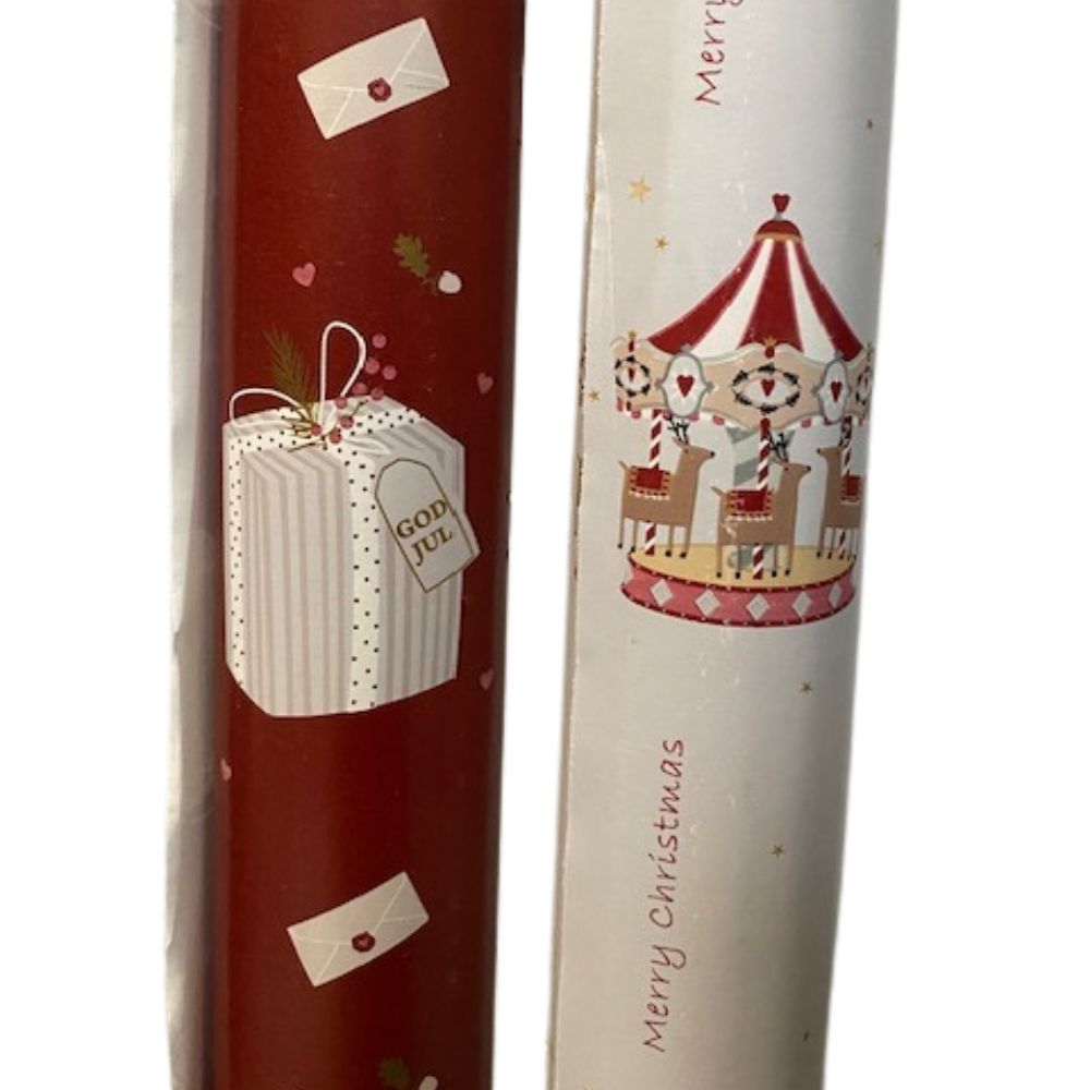 Gavepapir med julemotiv 10 m - assorteret design