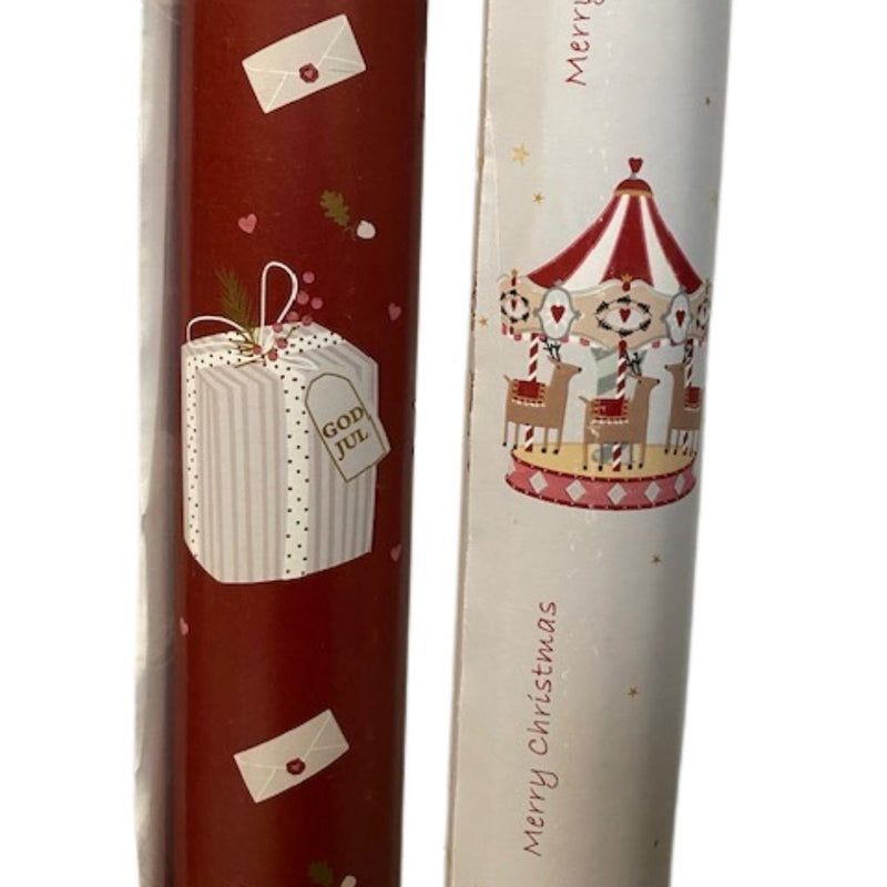 Gavepapir med julemotiv 10 m - assorteret design