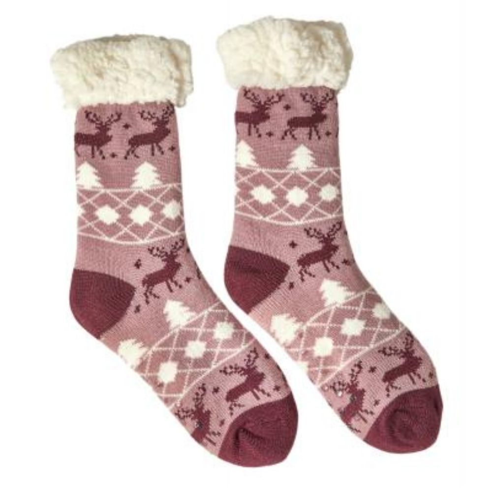 Mysiga strumpor med julstjärna i lila 