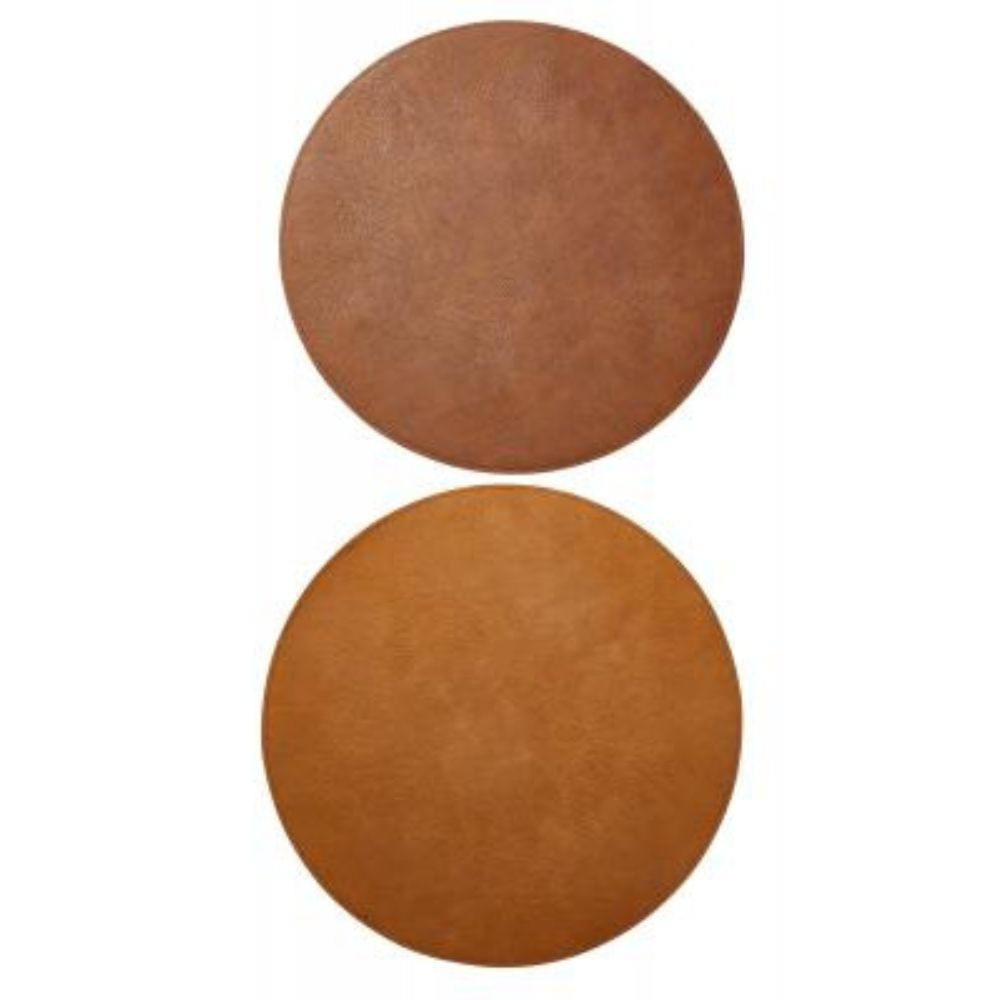 Dækkeserviet vendbar - PU Ø38 cm cognac/natur