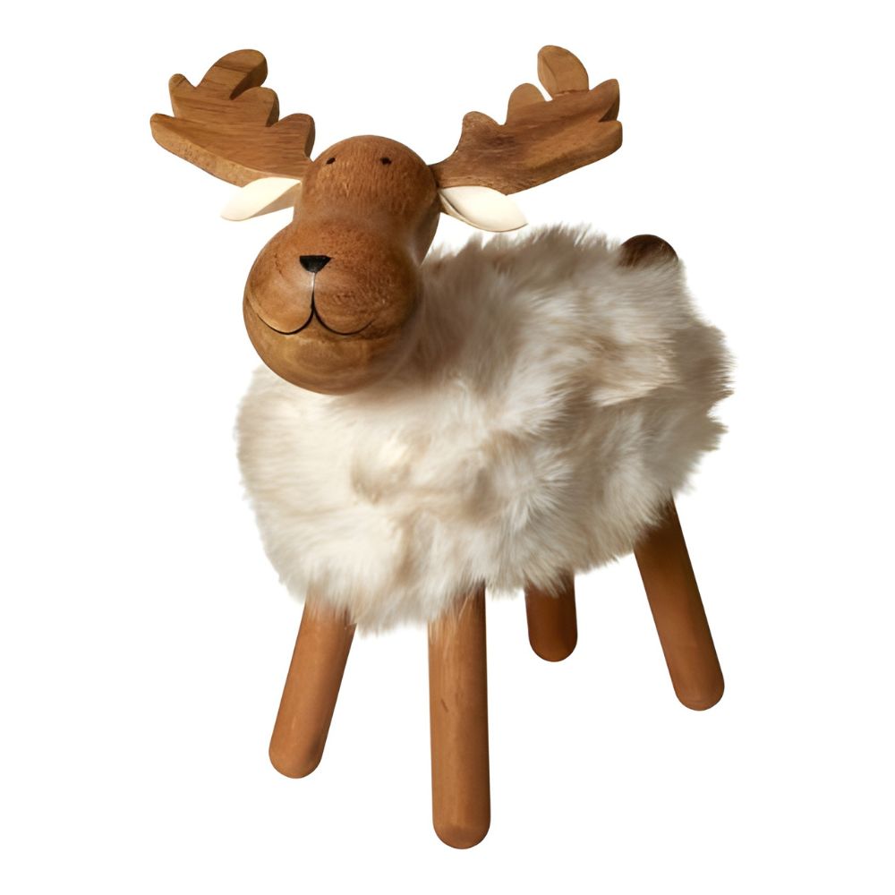 Elg med blød pels H26 cm - hvid