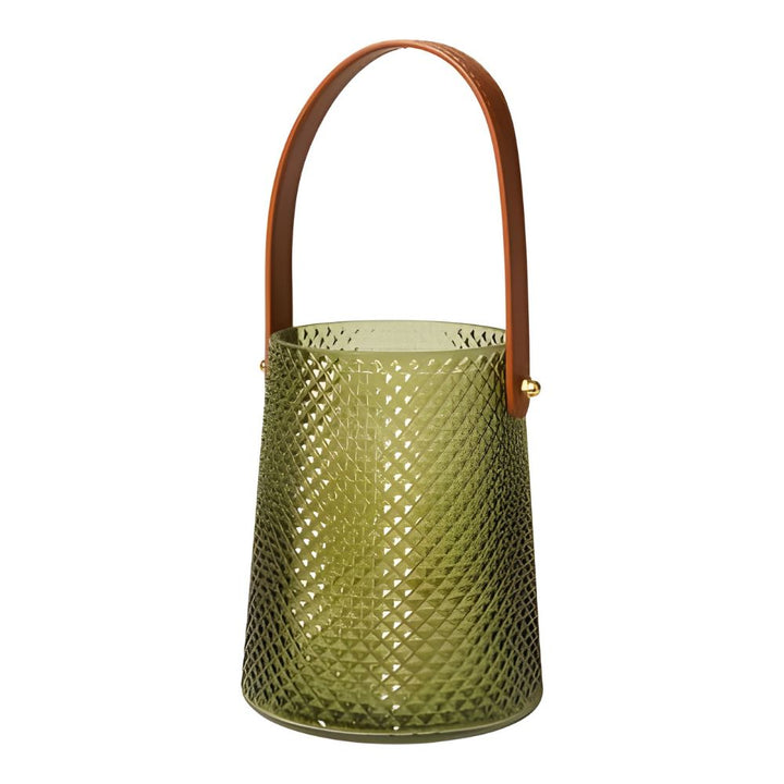 Lysestage med hank Ø13x15 cm - i grøn