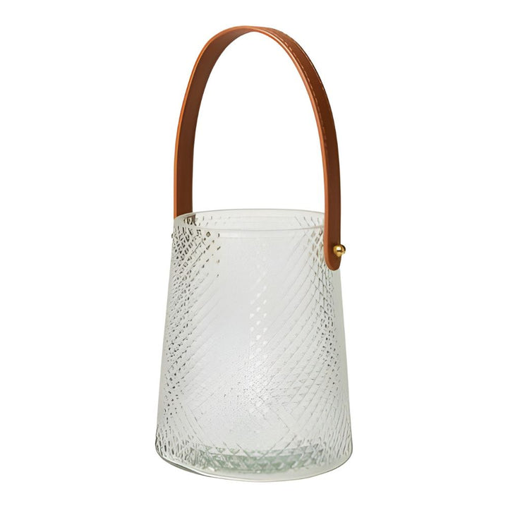 Lysestage med hank Ø13x15 cm - i klart glas