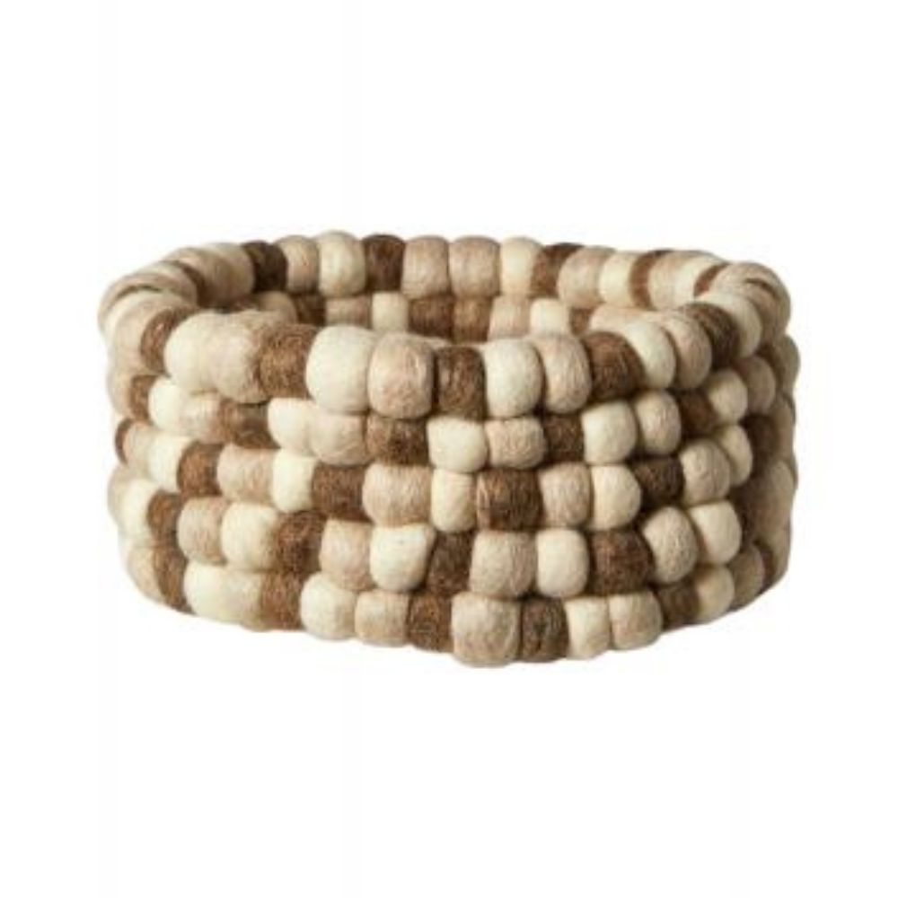 Brødkurv Ø25 cm uld multi natur