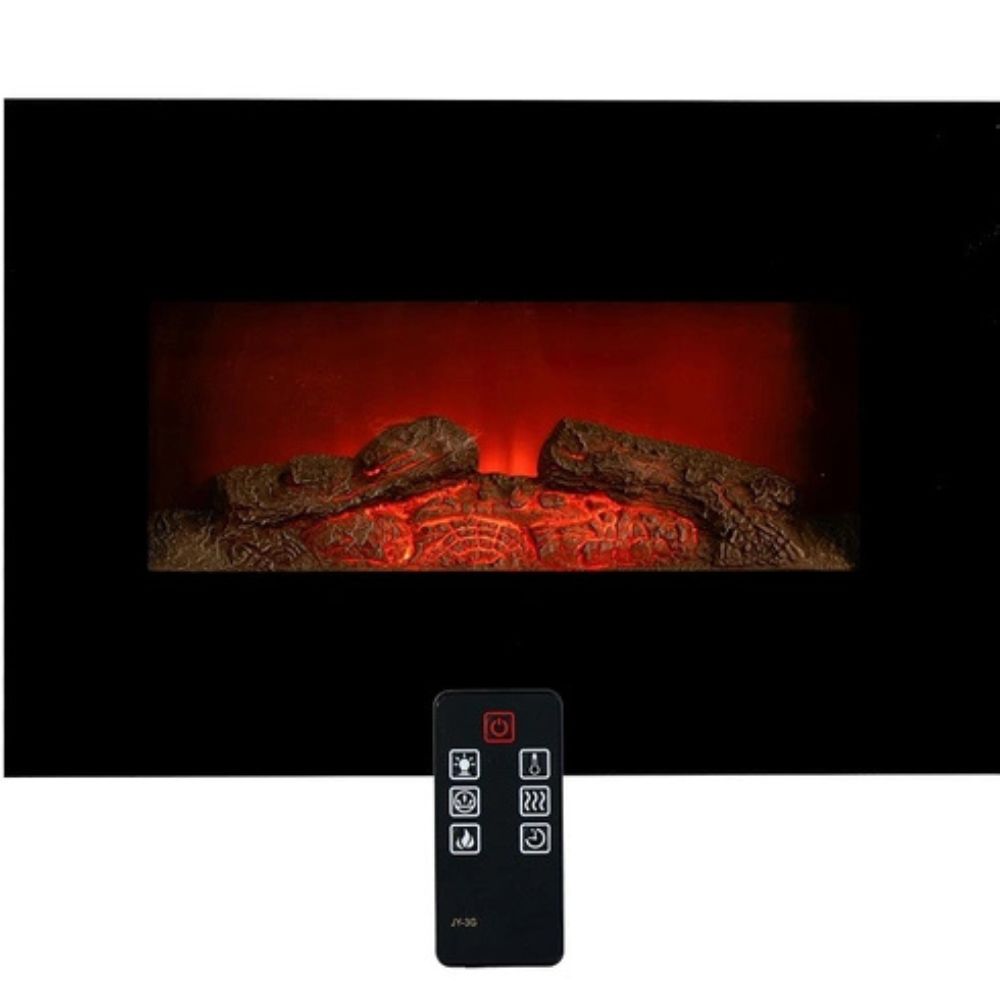 Alpina - Elektrisk väggvärmare med vedeldad spis med LED-skärm