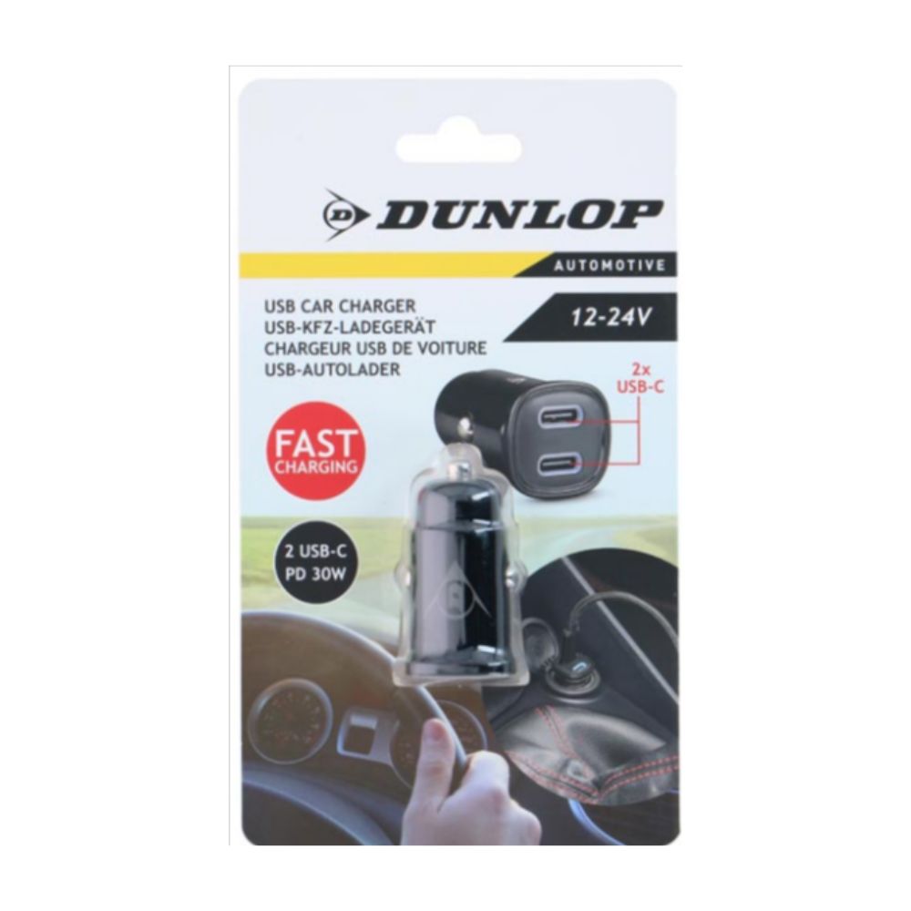 Dunlop - Oplader til bilen 12-24 V USB