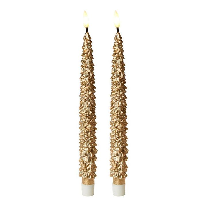 LED stagelys - juletræ i guld 2 stk. 25 cm med fjernbetjening