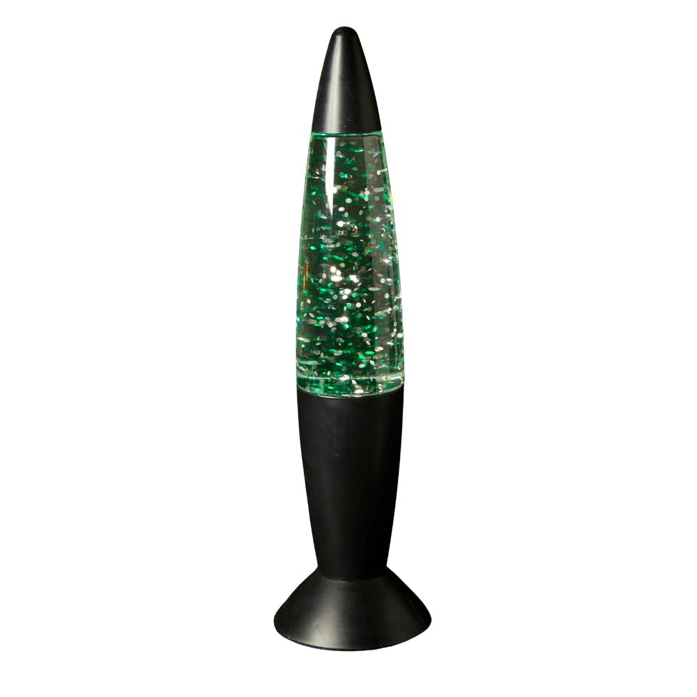 Glitterlampe i mat sort -36 cm til batteri