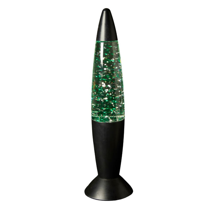 Glitterlampe i mat sort - 36 cm til batteri