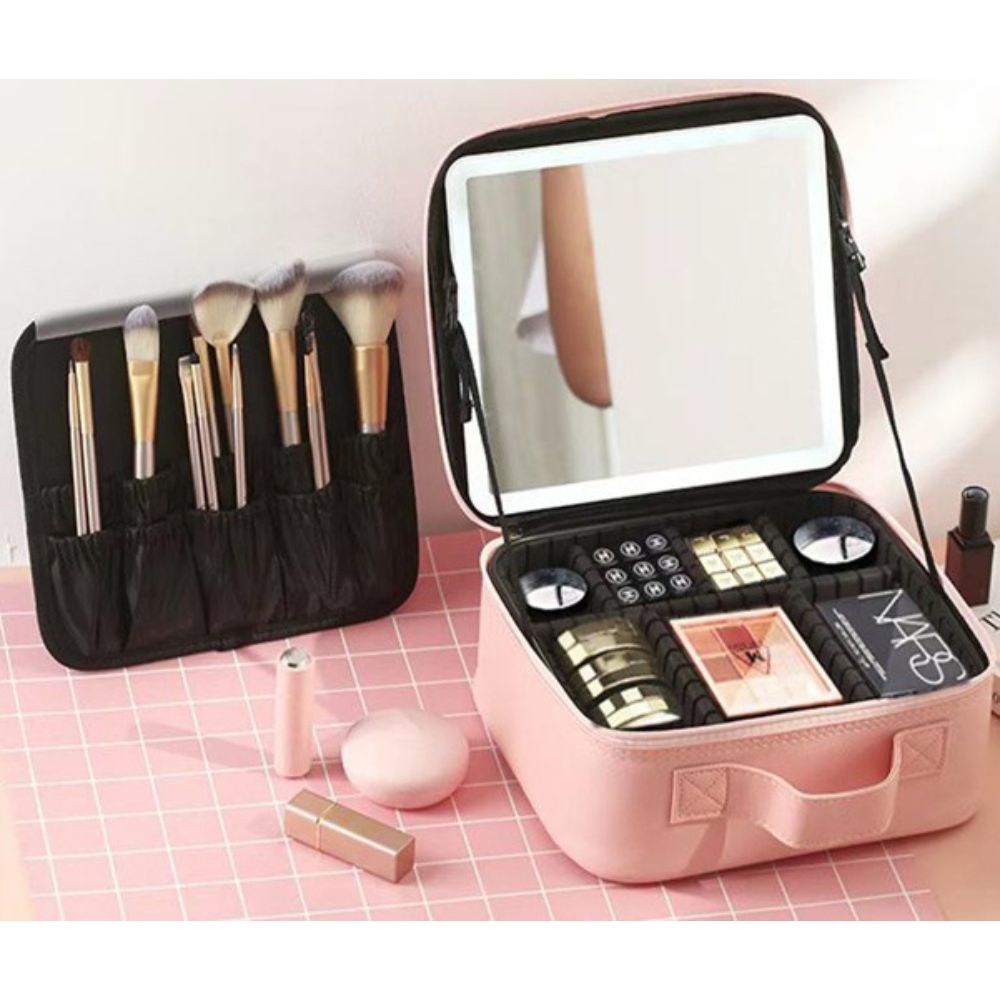 Make up taske med LED-spejl 600 mah 26x23x11 cm
