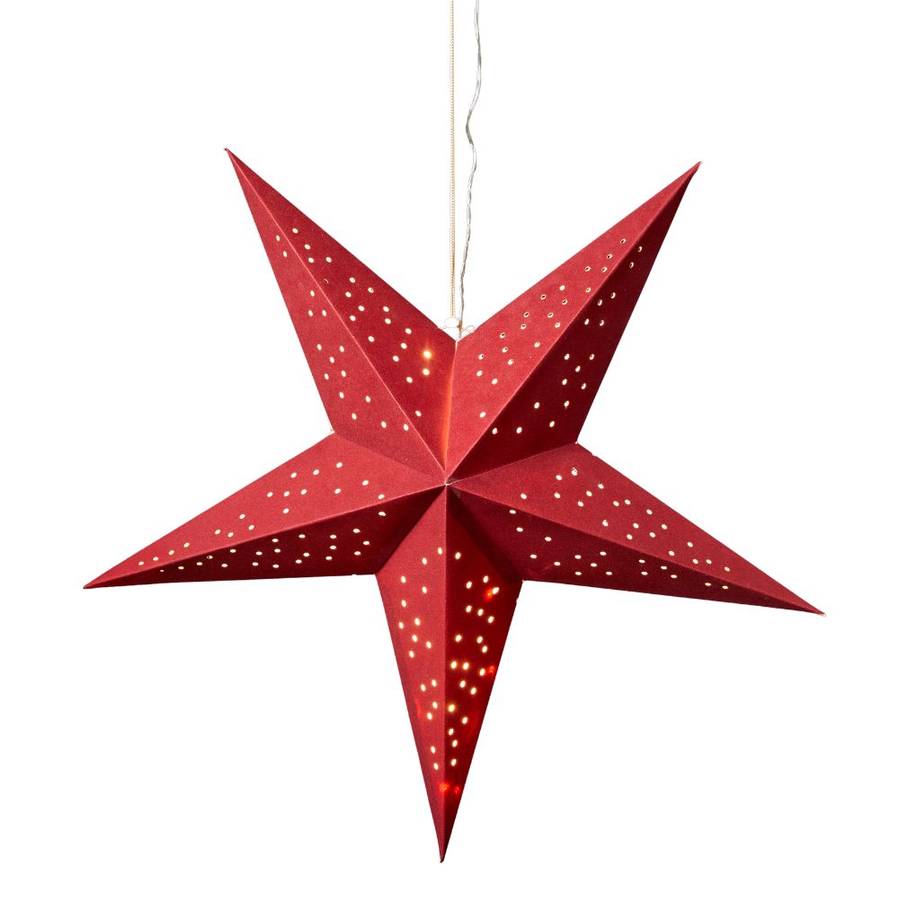 Pappersstjärna 60 cm med 10 LED-batterilåda röd