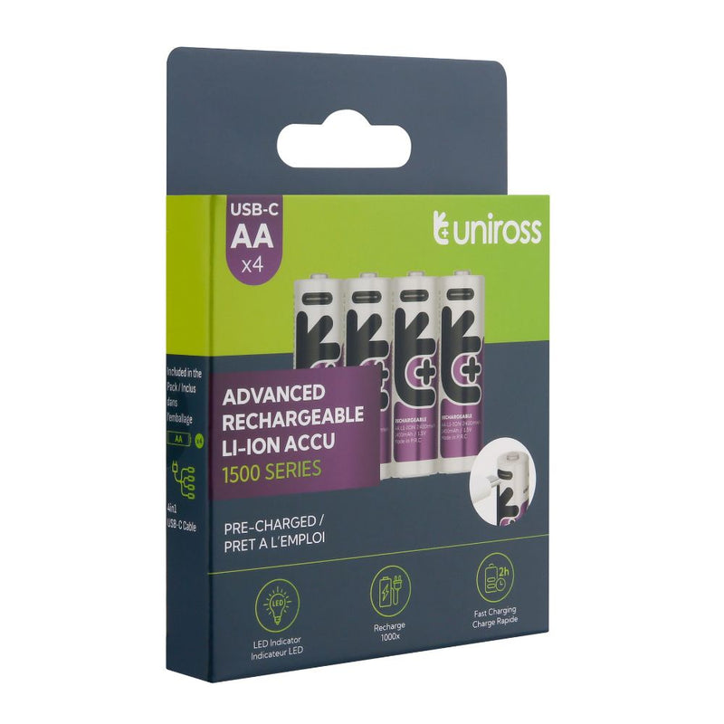 Uniross – Wiederaufladbare AA-Batterien – 4er-Pack