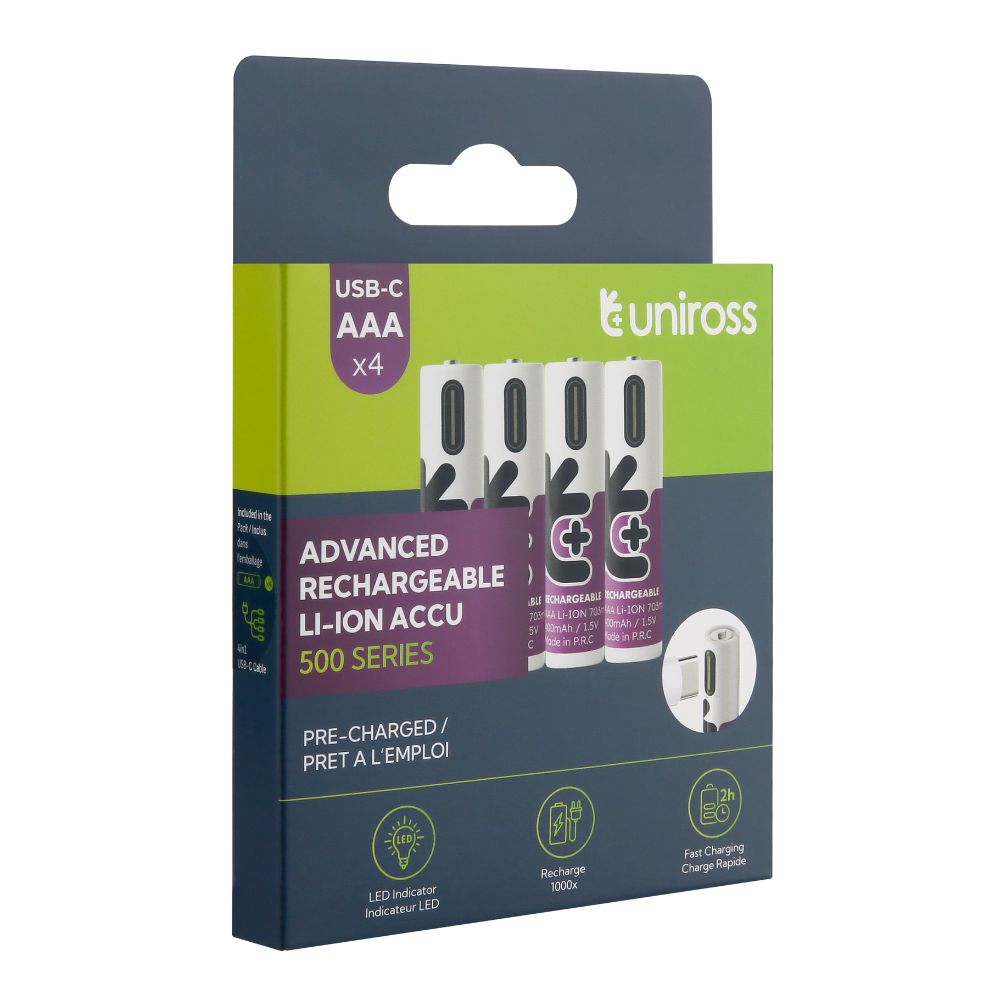 Uniross - Opladelige batterier AAA - 4-pack