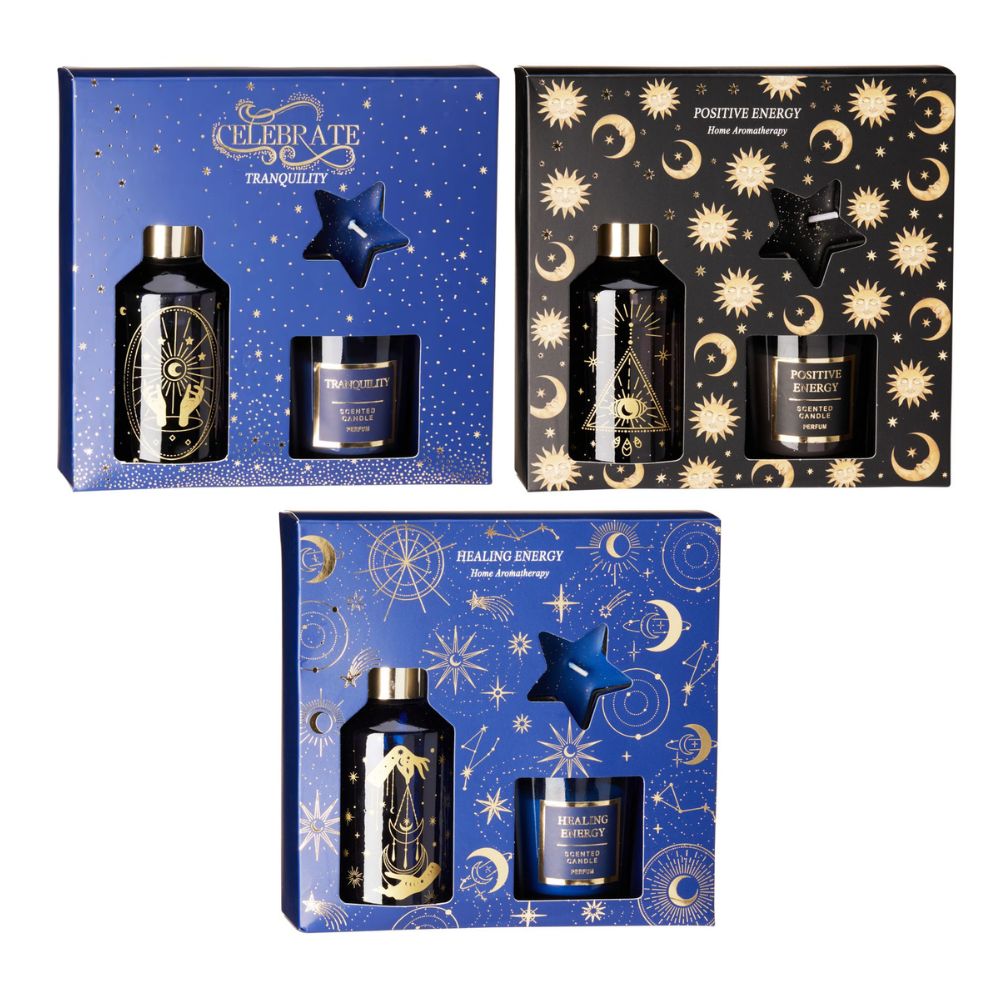 Gavesæt med duftpinde og duftlys - ass. design