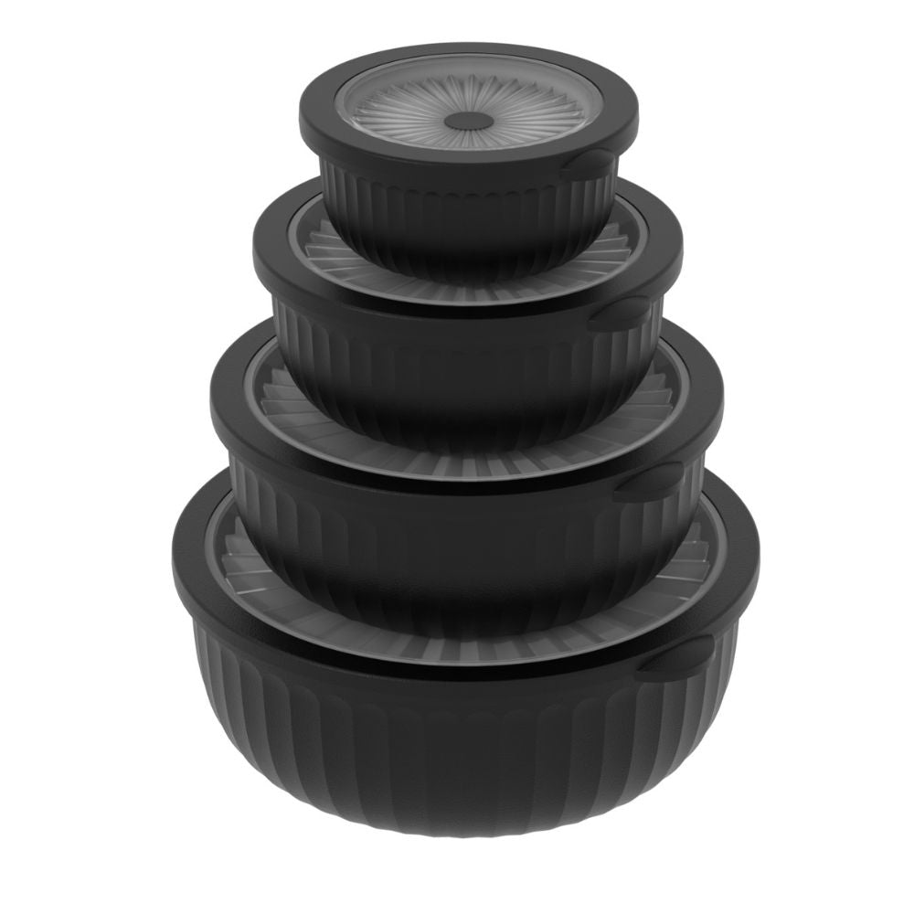 Daily - Opbevaringssæt rundt med lav kant - 8 dele sort