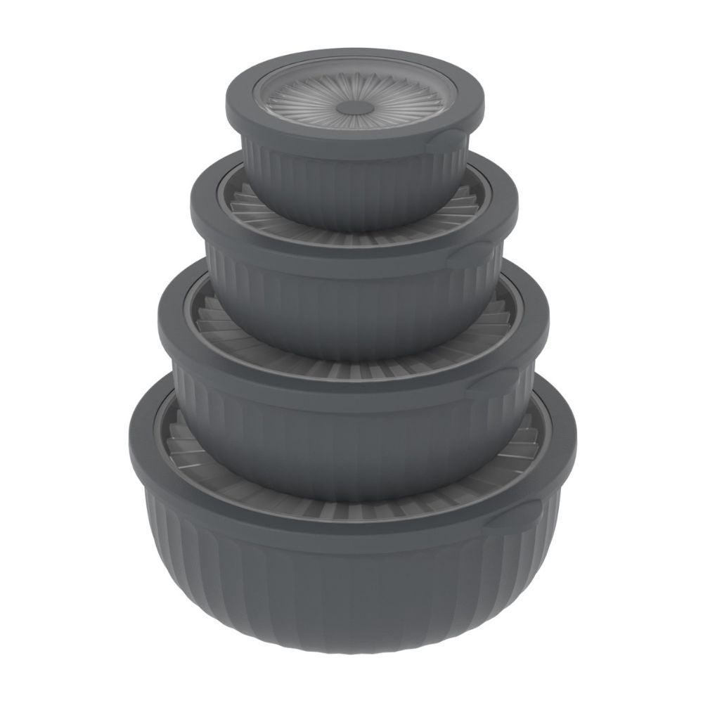 Daily - Opbevaringssæt rundt med lav kant - 8 dele grå