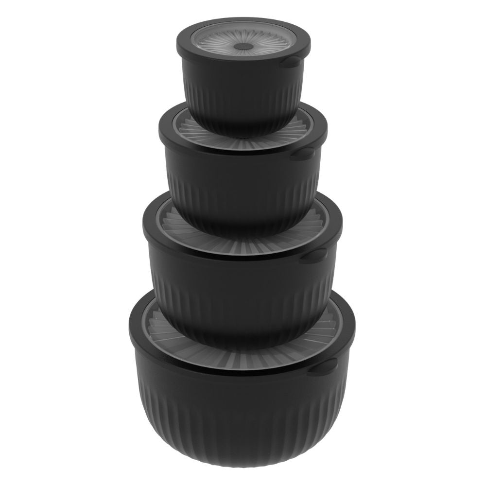 Daily - Opbevaringssæt rundt med høj kant - 8 dele sort