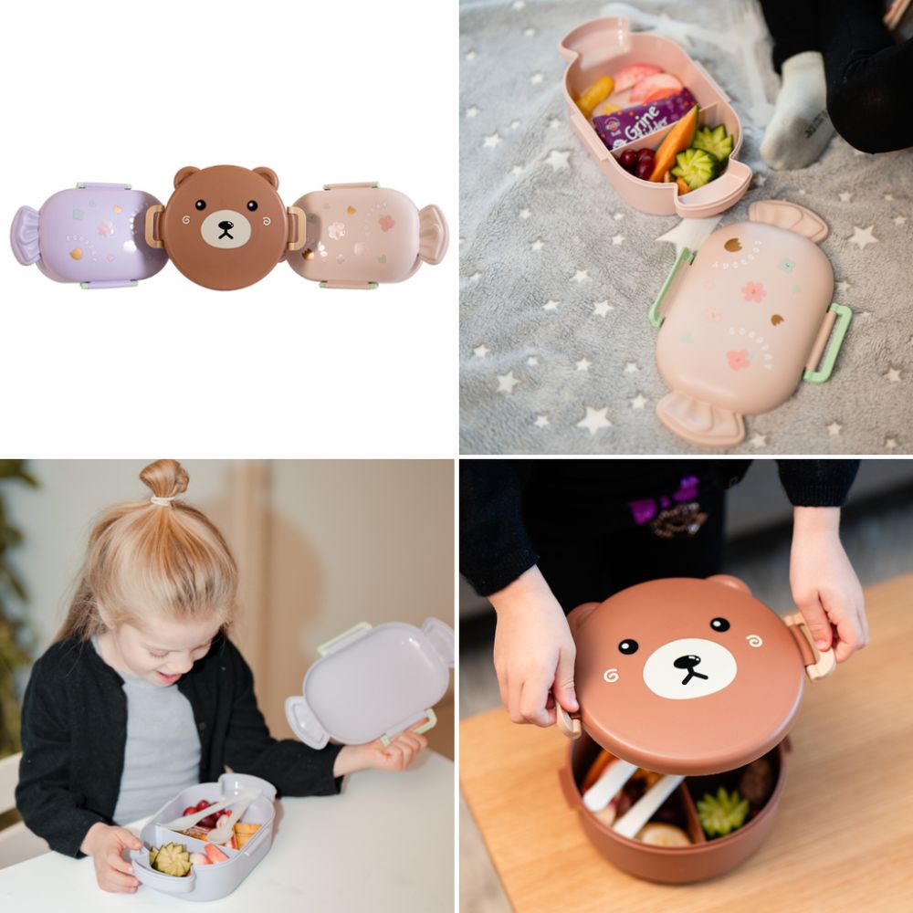 Madkasse - med rumopdeling og bestik - assorteret design