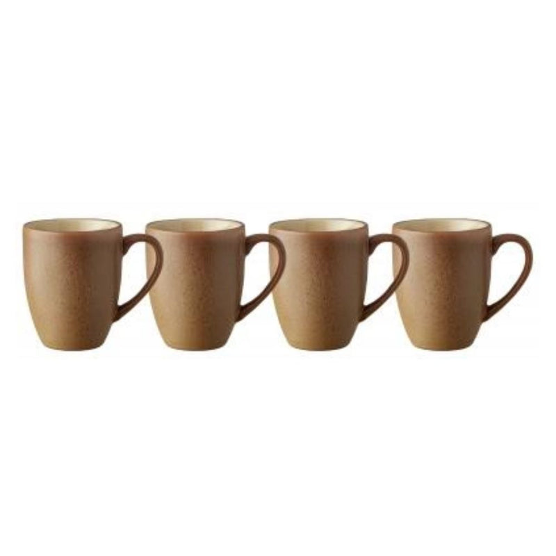 Bitz-Becher mit Henkel, Holz, 30 cl, 4-teilig, Holz/Sandsteinzeug