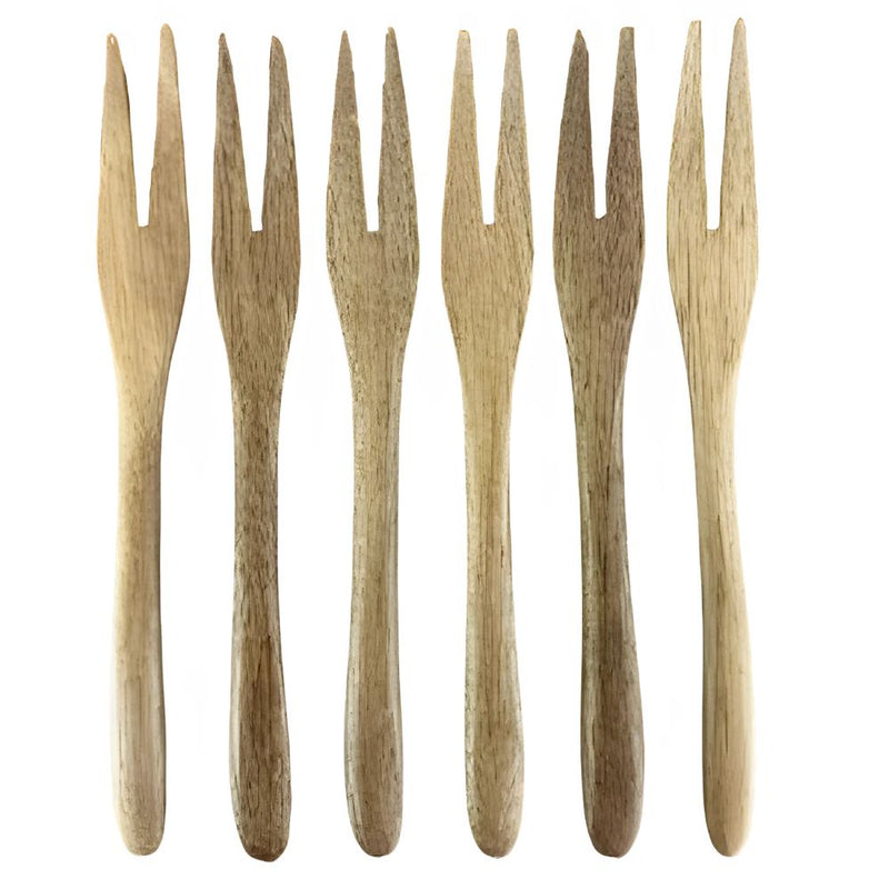 Gabel für Aufschnitt aus Akazienholz, 14 cm - 6 Stück. 