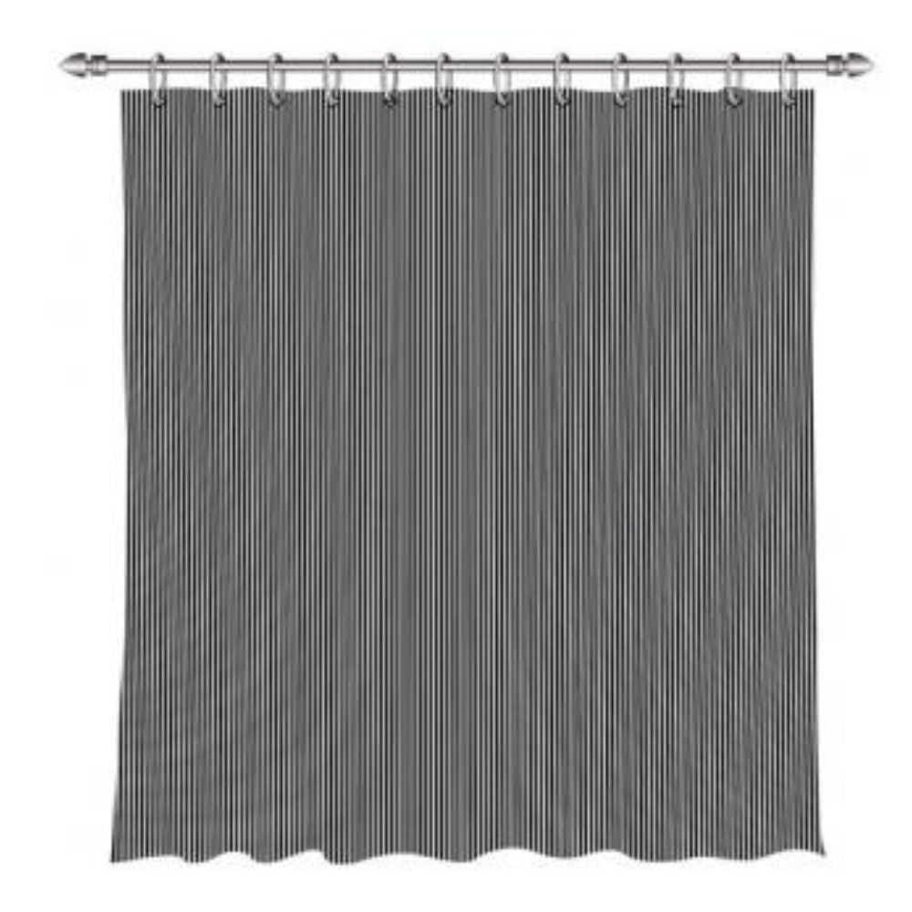 Badeforhæng inkl. ringe 180x200 cm stribet sort