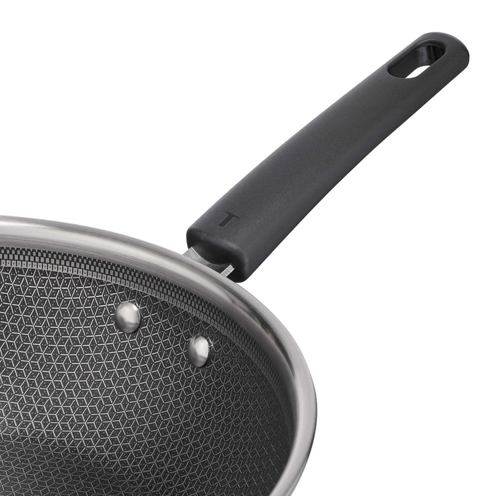 Tefal Emotion Plus Power SS Tri-Ply Netz PFTE Wokpfanne 28 cm mit Deckel