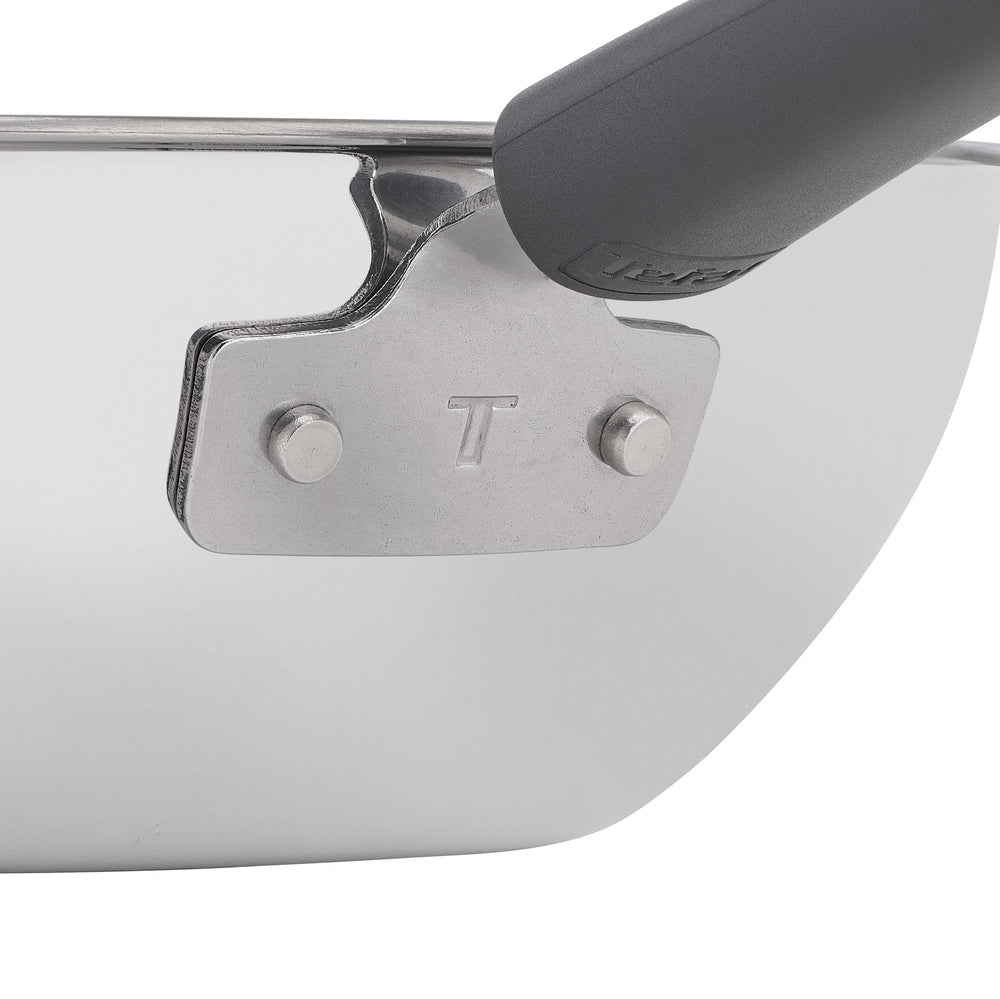 Tefal Emotion Plus Power SS Tri-Ply Netz PFTE Wokpfanne 28 cm mit Deckel