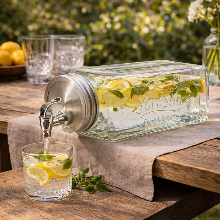 Saftdispenser - 3L i glas - 26x13,7x14,2 cm