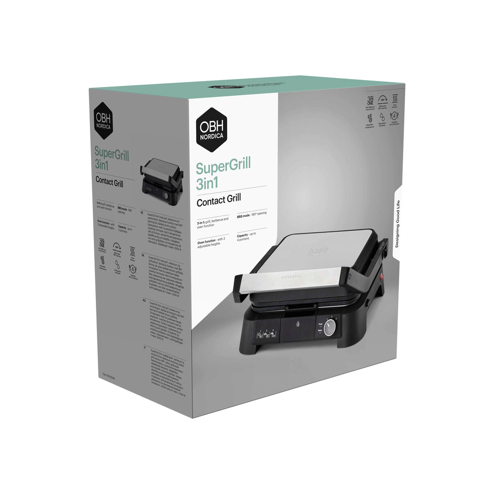 OBH Nordica - SuperGrill kontaktgrill 3-i-1 rustfrit stål