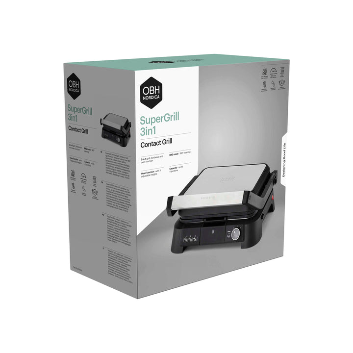 OBH Nordica - SuperGrill kontaktgrill 3-i-1 rustfrit stål