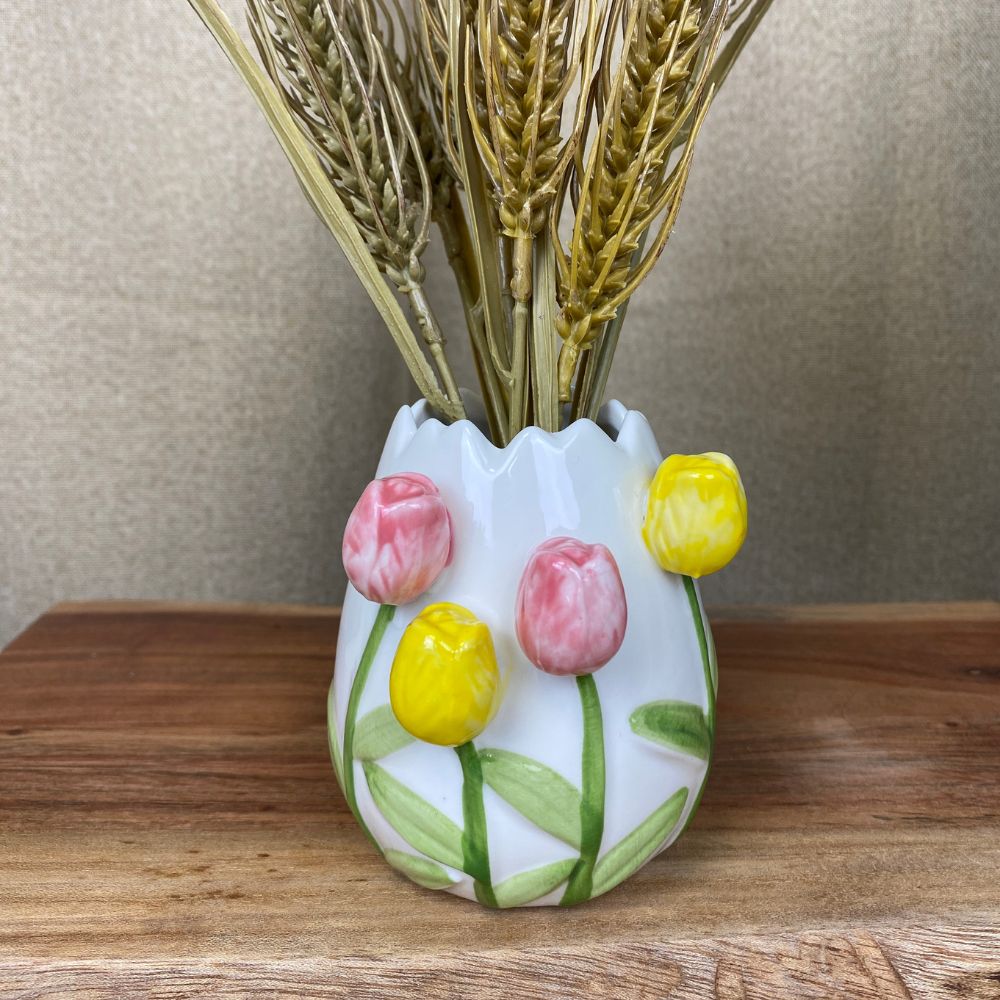 Vas tulpaner porslin vit - 8,4x7,5x9 cm