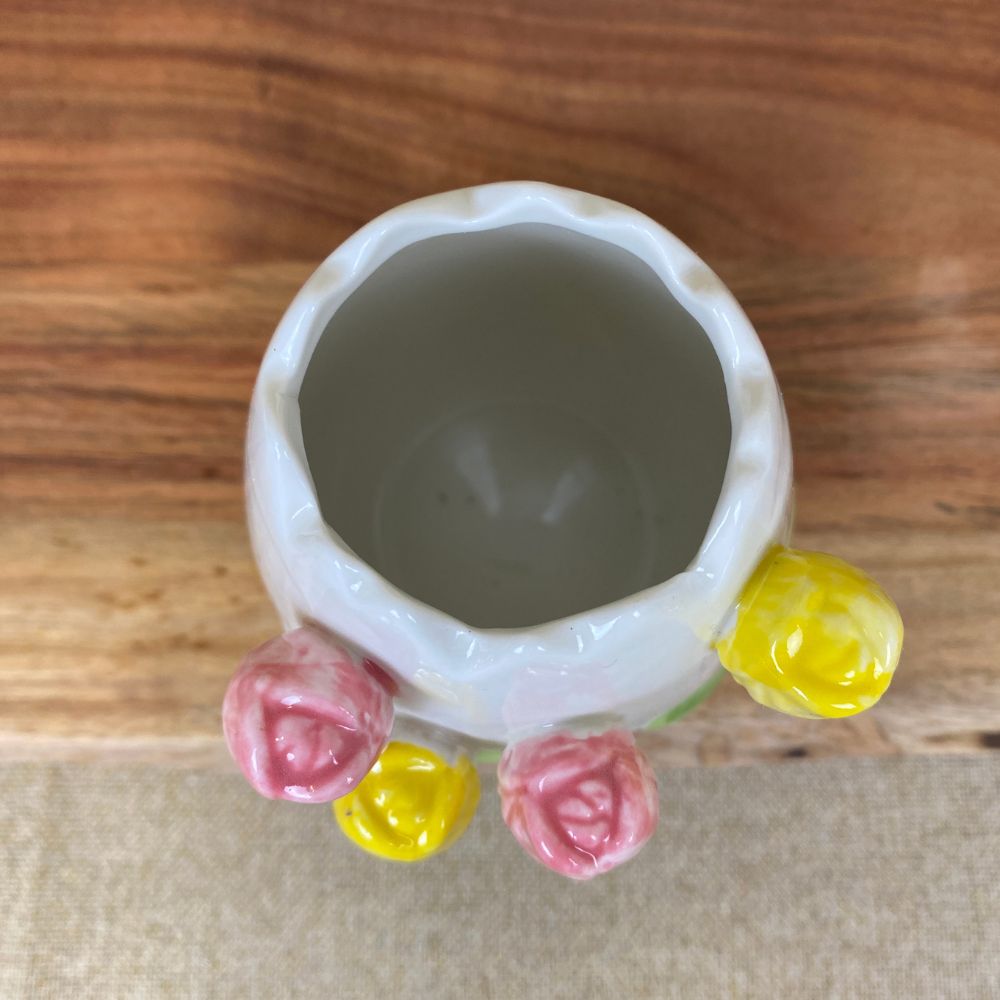 Vas tulpaner porslin vit - 8,4x7,5x9 cm