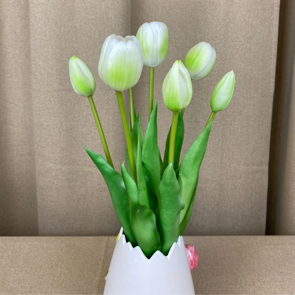 Tulpenstrauß, 7 Stück, 39 cm, weiß