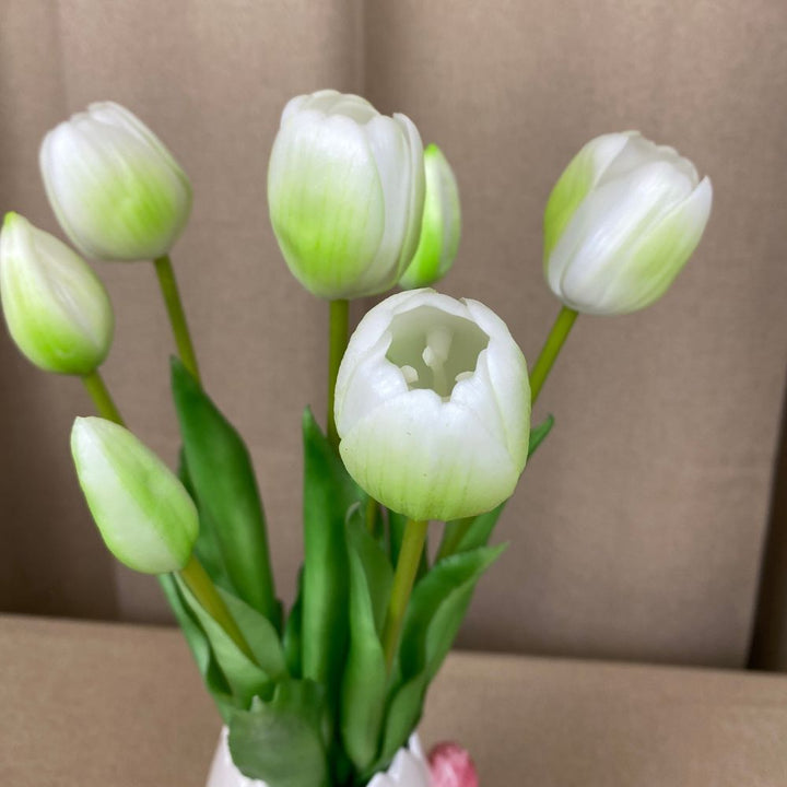 Tulpenstrauß, 7 Stück, 39 cm, weiß