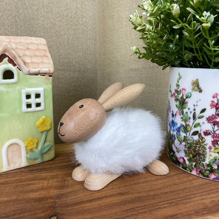 Kanin med blød pels Stor - H10,5 cm