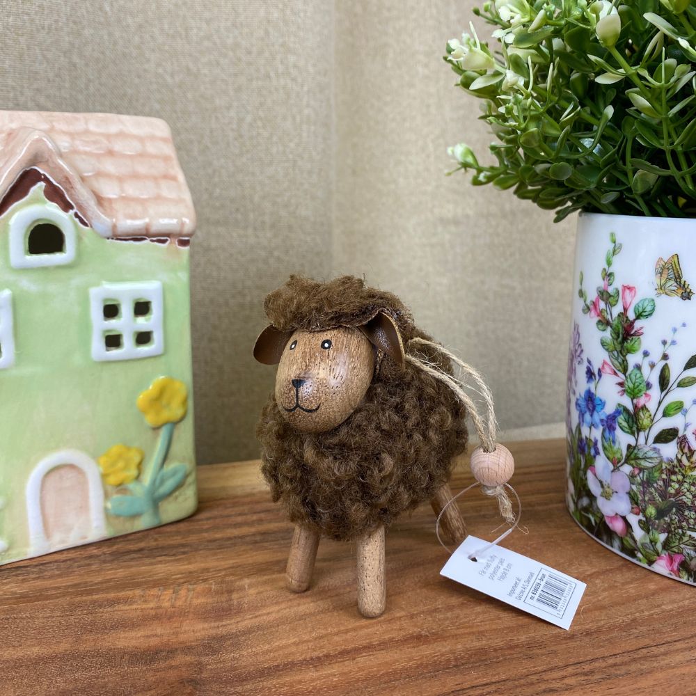 Får med fluffig päls H8 cm - brun