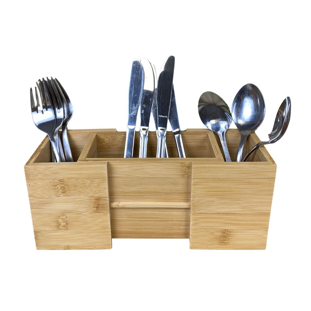 Bestikkasse justerbar -  i bambus - 18/27x10x12 cm