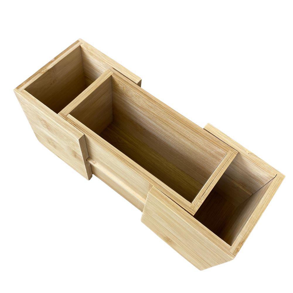 Bestikkasse justerbar -  i bambus - 18/27x10x12 cm