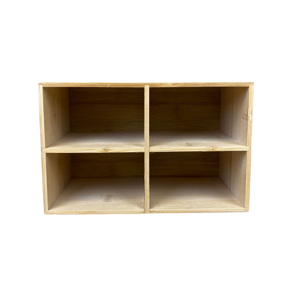 Opbevaringskasse med 4 rum - i bambus 12x14x22 cm