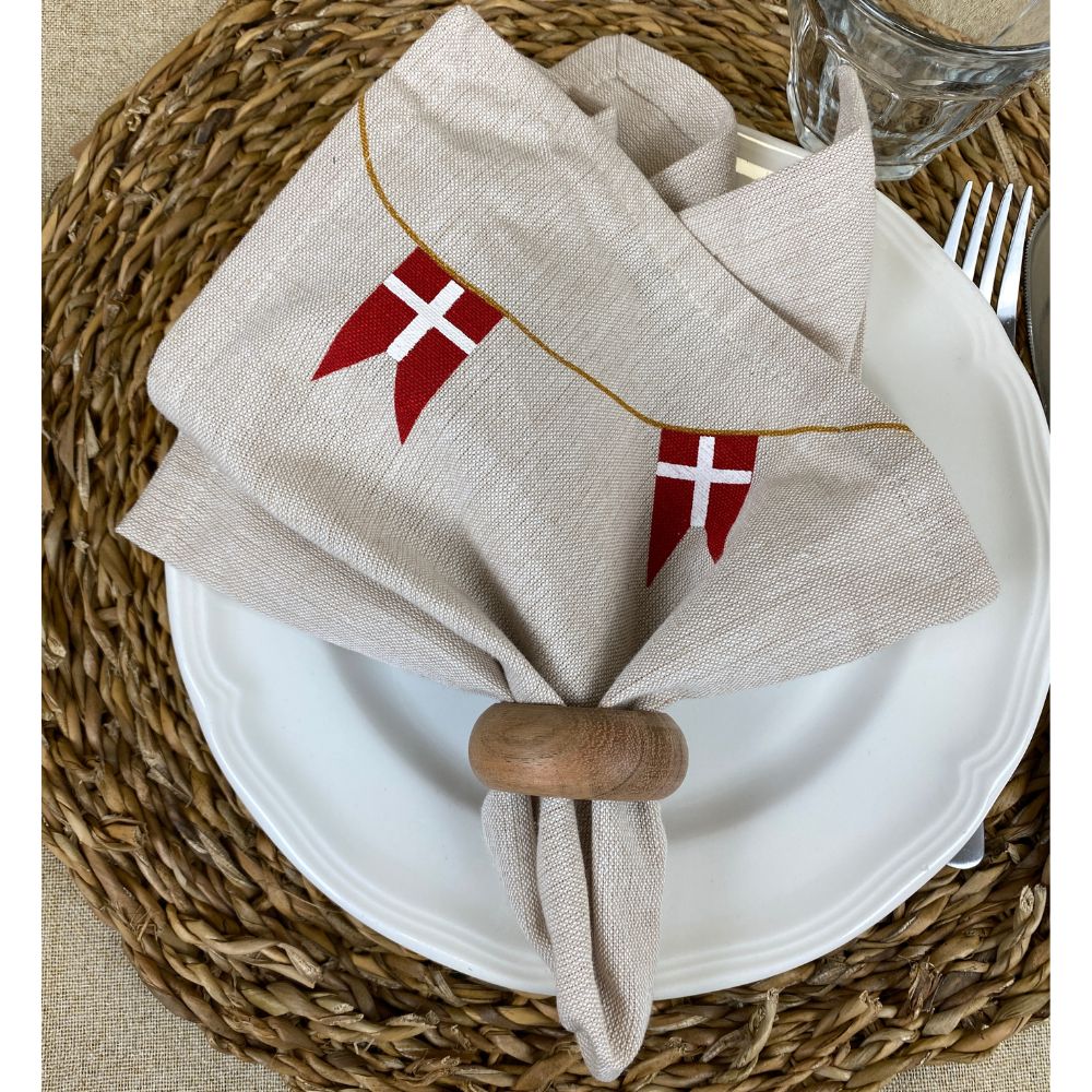 Mundservietter 4 stk.  40x40 cm flagguirlande - bomuld
