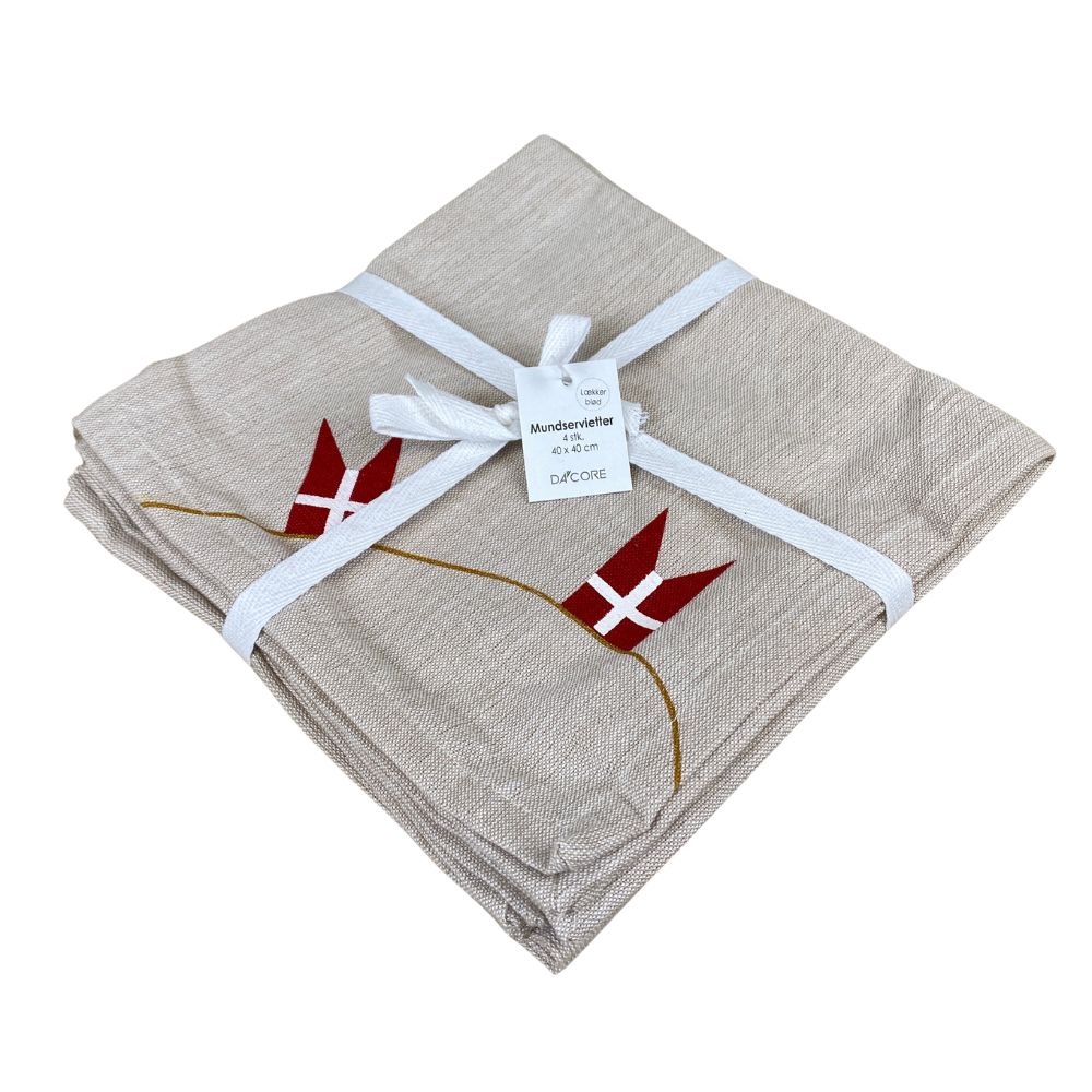 Mundservietter 4 stk.  40x40 cm flagguirlande - bomuld