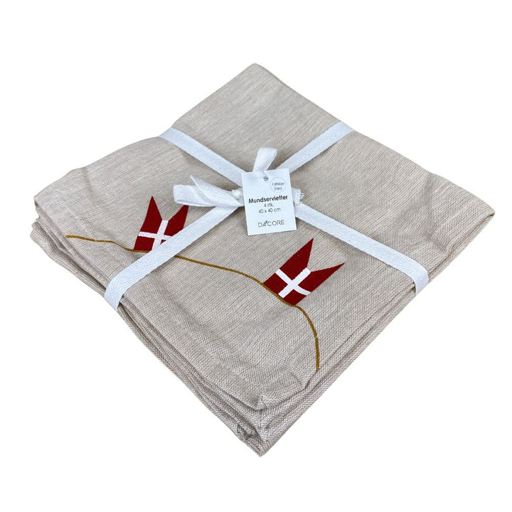 Mundservietter 4 stk.  40x40 cm flagguirlande - bomuld