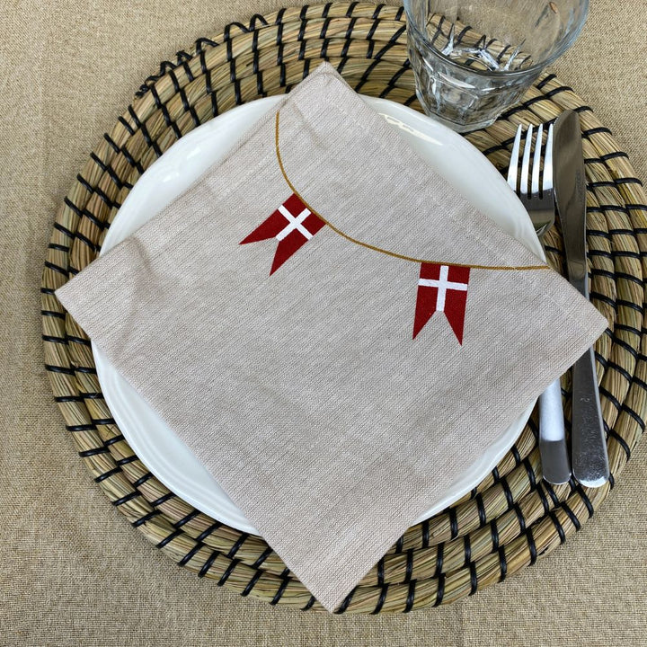 Mundservietter 4 stk.  40x40 cm flagguirlande - bomuld