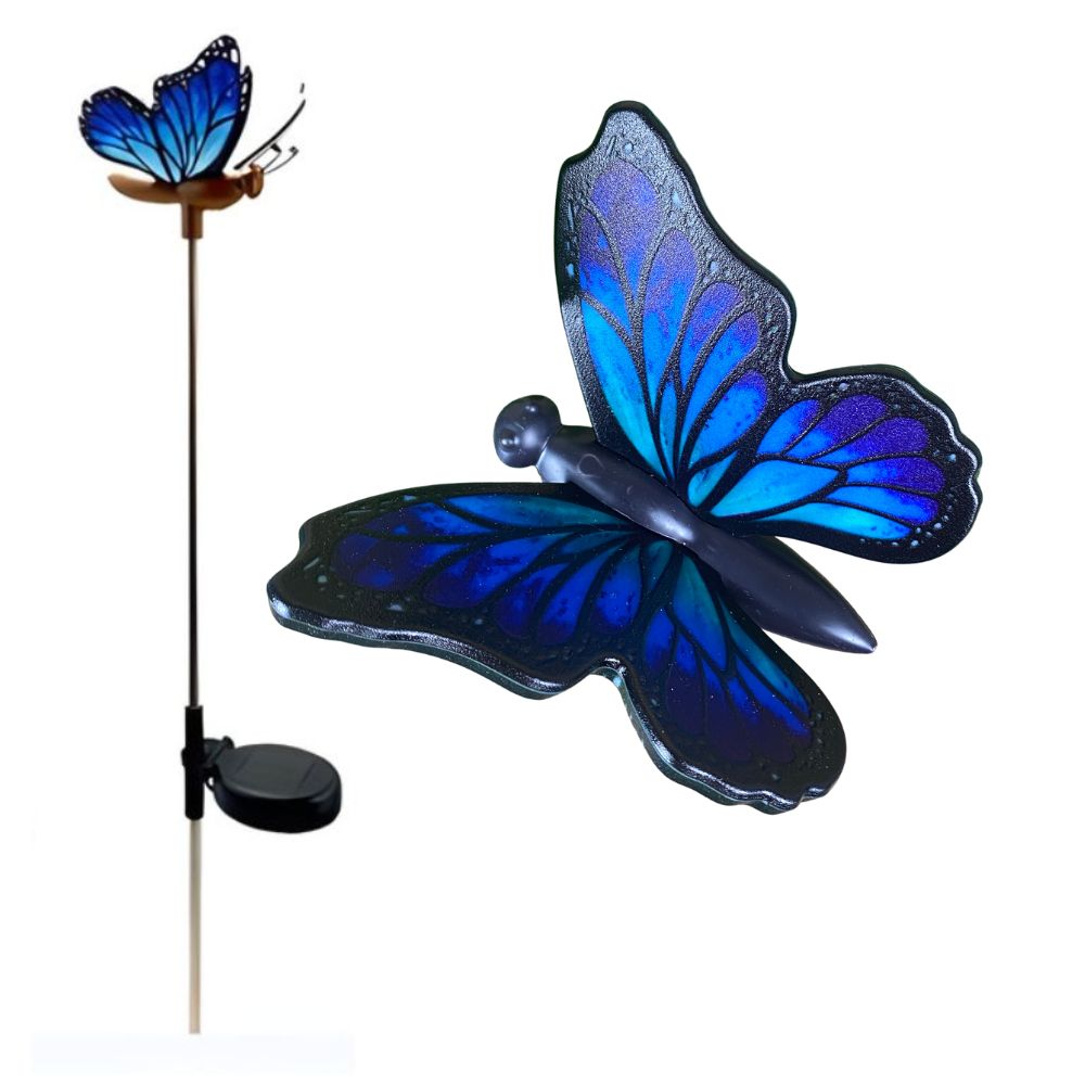 Conzept - Solar sommerfugl på spyd 1 stk. - blå  11x77 cm