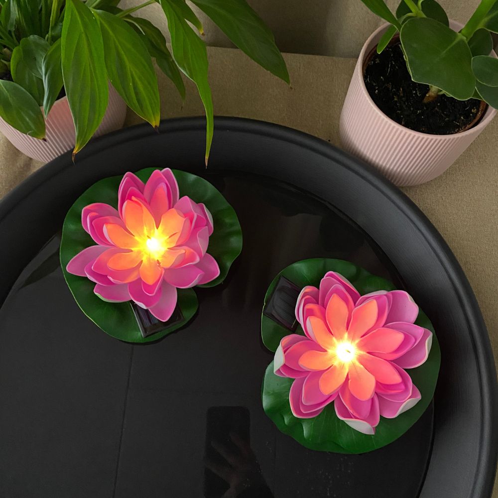 Conzept - Solar lotusblomst Ø17 cm pink 2 stk.