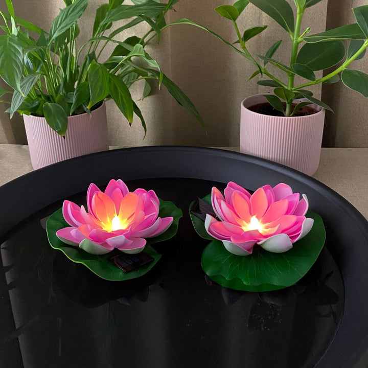 Conzept - Solar lotusblomst Ø17 cm pink 2 stk.