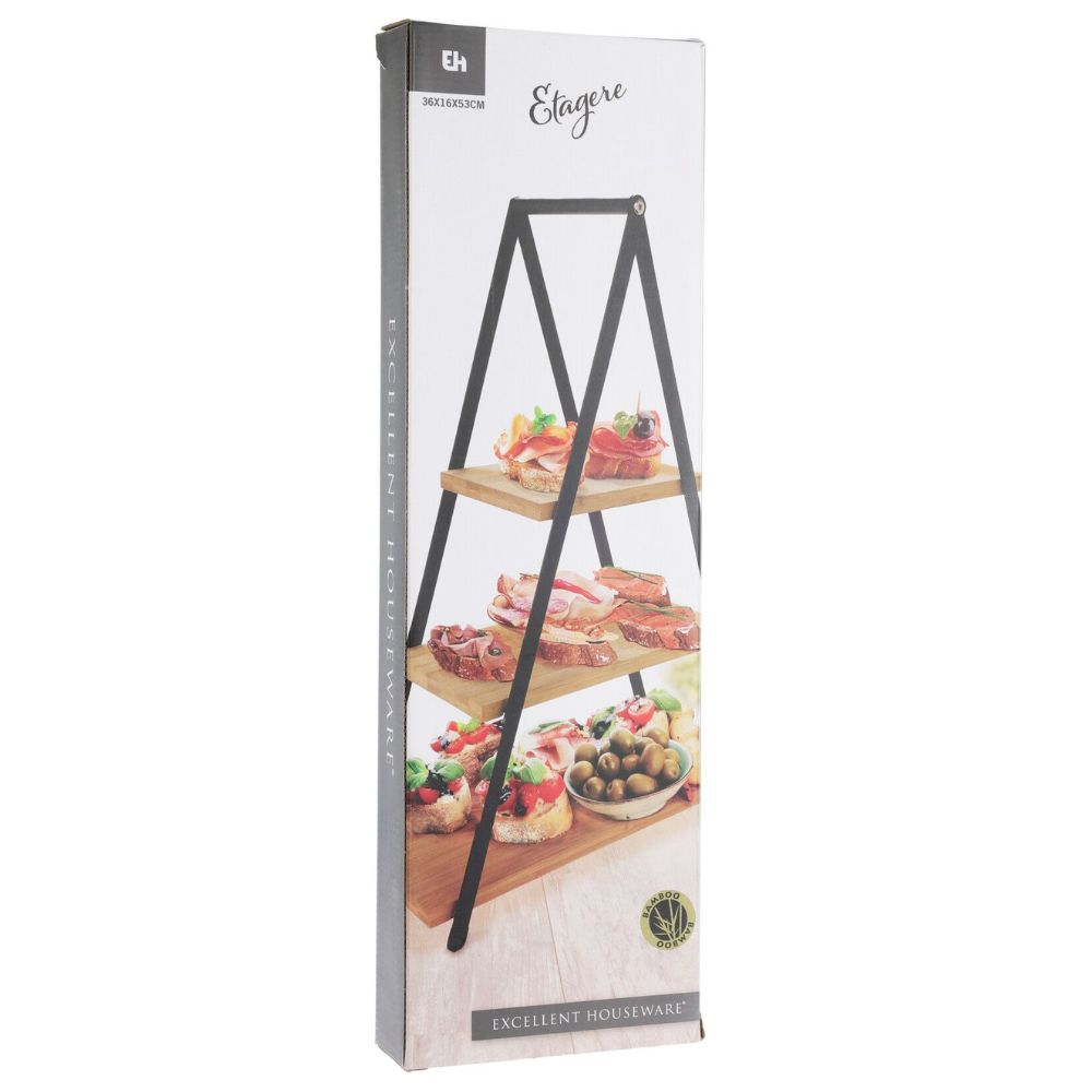 Serveringsstander med 3 hylder - bambus