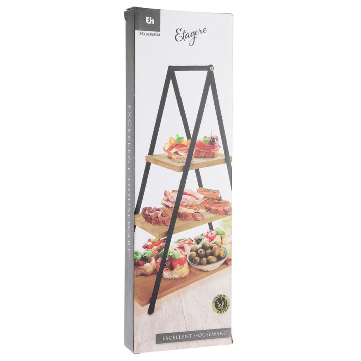 Serveringsstander med 3 hylder - bambus