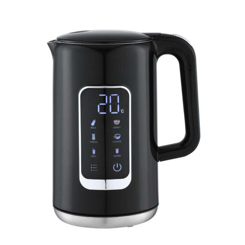 Conzept Wasserkocher, schwarz, doppelwandig, 1,7 l, 2200 W mit Digitalanzeige